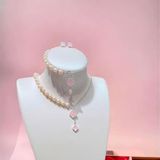  Set Ngọc Trai Mix Bạc và Charm Cỏ 4 Lá 