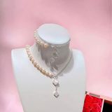  Set Ngọc Trai Mix Bạc và Charm Cỏ 4 Lá 