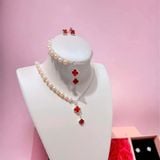  Set Ngọc Trai Mix Bạc và Charm Cỏ 4 Lá 