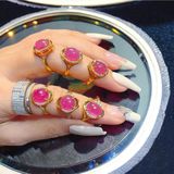  Set Nhẫn Và Mặt Dây Chuyền Ruby Bọc Vàng 