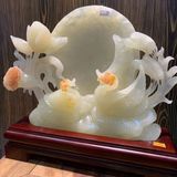  Tác Phẩm Uyên ương chầu Nguyệt ngọc Onyx trắng 