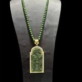  Thẻ Bài Hầu Đồng Ngọc Bích Chạm Rồng Bọc Bạc Xi Vàng 