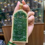  Thẻ Bài Hầu Đồng Ngọc Bích Chạm Rồng Bọc Bạc Xi Vàng 