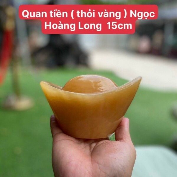  Thỏi vàng (quan tiền) ngọc Hoàng Long 15 cm 