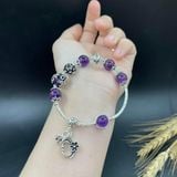  Vòng Đá Thạch Anh Tím Mix Charm Bạc 