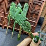  Trâm Cài Tóc Ngọc Bích Chạm Rồng Phượng 
