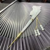  Trâm Cài Tóc Ngọc Jadeite Bọc Bạc Xi Vàng 