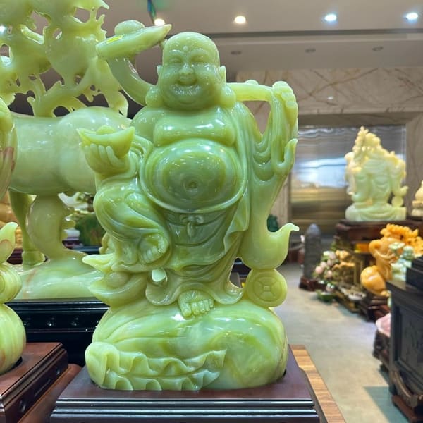 Tượng Di Lặc Diệu Tướng Ngọc Onyx Xanh