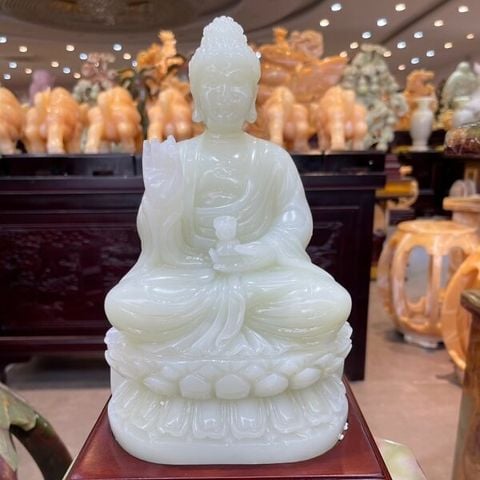 Tượng Phật Dược Sư ngọc Onyx trắng