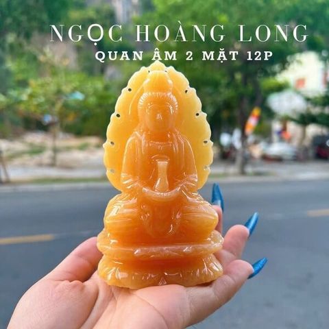 Tượng Phật Quan Âm 2 mặt ngọc Hoàng Long