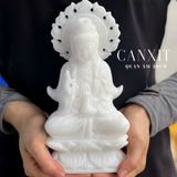  Tượng Quan Âm Canxit trắng 20cm 