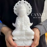  Tượng Quan Âm Canxit trắng 20cm 