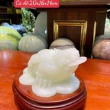  Tượng Thiềm Thừ Ngọc Onyx Trắng 18cm 