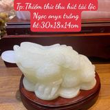  Tượng Thiềm Thừ Ngọc Onyx Trắng 30cm 