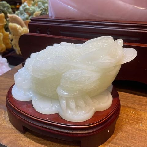 Tượng Thiềm Thừ Ngọc Onyx Trắng 30cm