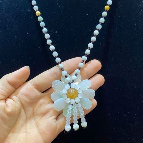 Vòng Cổ Ngọc Cẩm Thạch Phỉ Thúy "Hoa Khai Đón Lộc"