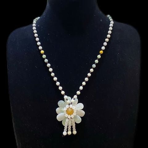 Vòng Cổ Ngọc Cẩm Thạch Phỉ Thúy "Hoa Khai Đón Lộc"