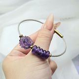  Vòng Hồ Ly Chúa Thạch Anh Tím Mix Ngũ Điếu Xỏ Cáp 