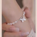  Vòng Ngọc Trai Mix Bạc Charm Bướm Hồ Điệp 