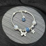  Vòng Tay Bạc Mix Đá Aquamarine và Moonstone 
