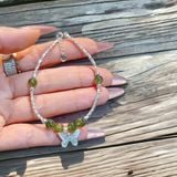  Vòng Tay Đá Tự Nhiên Mix Charm Bạc Hồ Điệp 