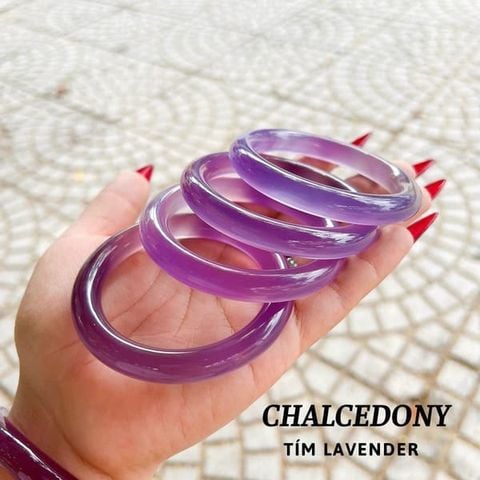 Vòng Tay Chalcedony Tím Lavender Nguyên Khối