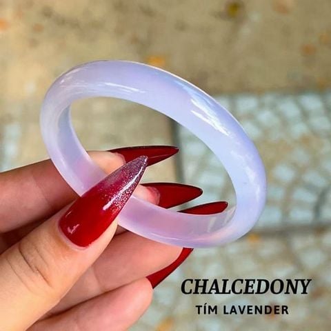 Vòng Tay Chalcedony Trắng Ánh Tím Nguyên Khối