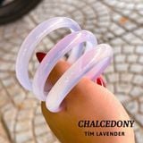  Vòng Tay Chalcedony Trắng Ánh Tím Nguyên Khối 
