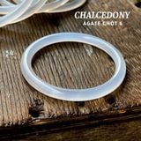  Vòng Tay Chalcedony Trắng Trong Nguyên Khối 