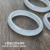  Vòng Tay Chalcedony Trắng Trong Nguyên Khối 
