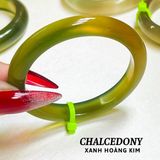  Vòng Tay Chalcedony Xanh Hoàng Kim Nguyên Khối 