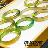  Vòng Tay Chalcedony Xanh Hoàng Kim Nguyên Khối 