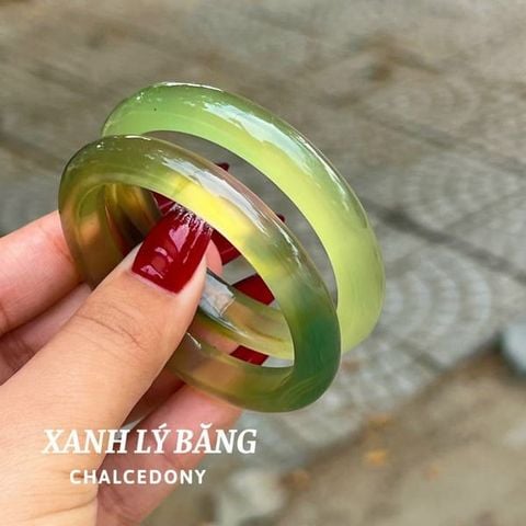 Vòng Tay Chalcedony Xanh Lý Băng Nguyên Khối