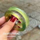  Vòng Tay Chalcedony Xanh Lý Băng Nguyên Khối 