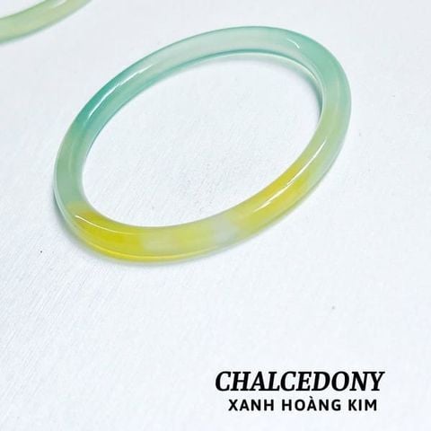 Vòng Tay Chalcedony Xanh Vàng Nguyên Khối