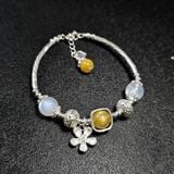  Vòng Tay Thạch Anh Tóc Vàng mix Moonstone charm bạc 