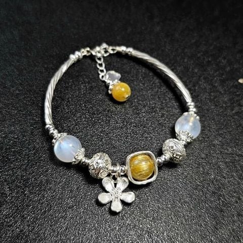 Vòng Tay Thạch Anh Tóc Vàng mix Moonstone