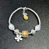  Vòng Tay Thạch Anh Tóc Vàng mix Moonstone charm bạc 