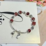  Vòng Tay Thạch Anh Tóc Đỏ mix Đồng Điếu Charm Bạc 