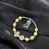  Vòng Tay Cỏ 4 Lá Thạch Anh Tóc Vàng Mix Charm Bạc 