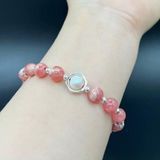  Vòng Tay Đá Đào Hoa Mix Ngọc Trai và Charm Bạc 