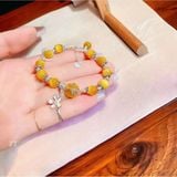  Vòng Tay Đá Mix Túi Tiền Charm Bạc 