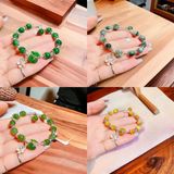  Vòng Tay Đá Mix Túi Tiền Charm Bạc 