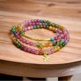  Vòng tay Tourmaline mix Charm vàng 