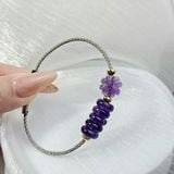  Vòng Tay Dây Cáp Cỏ Bốn Lá Thạch Anh Tím Mix Ngũ Điếu 