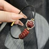  Vòng Tay Dây Cáp Hồ Ly Thạch Anh Tóc Đỏ Bọc Bạc Mix Ngũ Điếu 