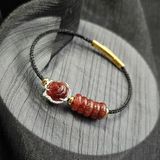  Vòng Tay Dây Cáp Hồ Ly Thạch Anh Tóc Đỏ Bọc Bạc Mix Ngũ Điếu 