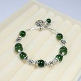  Vòng Tay Diopside Mix Điếu Ngọc Bích Charm Bạc 