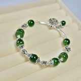  Vòng Tay Diopside Mix Điếu Ngọc Bích Charm Bạc 