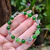  Vòng Tay Diopside Mix Đồng Điếu Ngọc Bích Charm Bạc 
